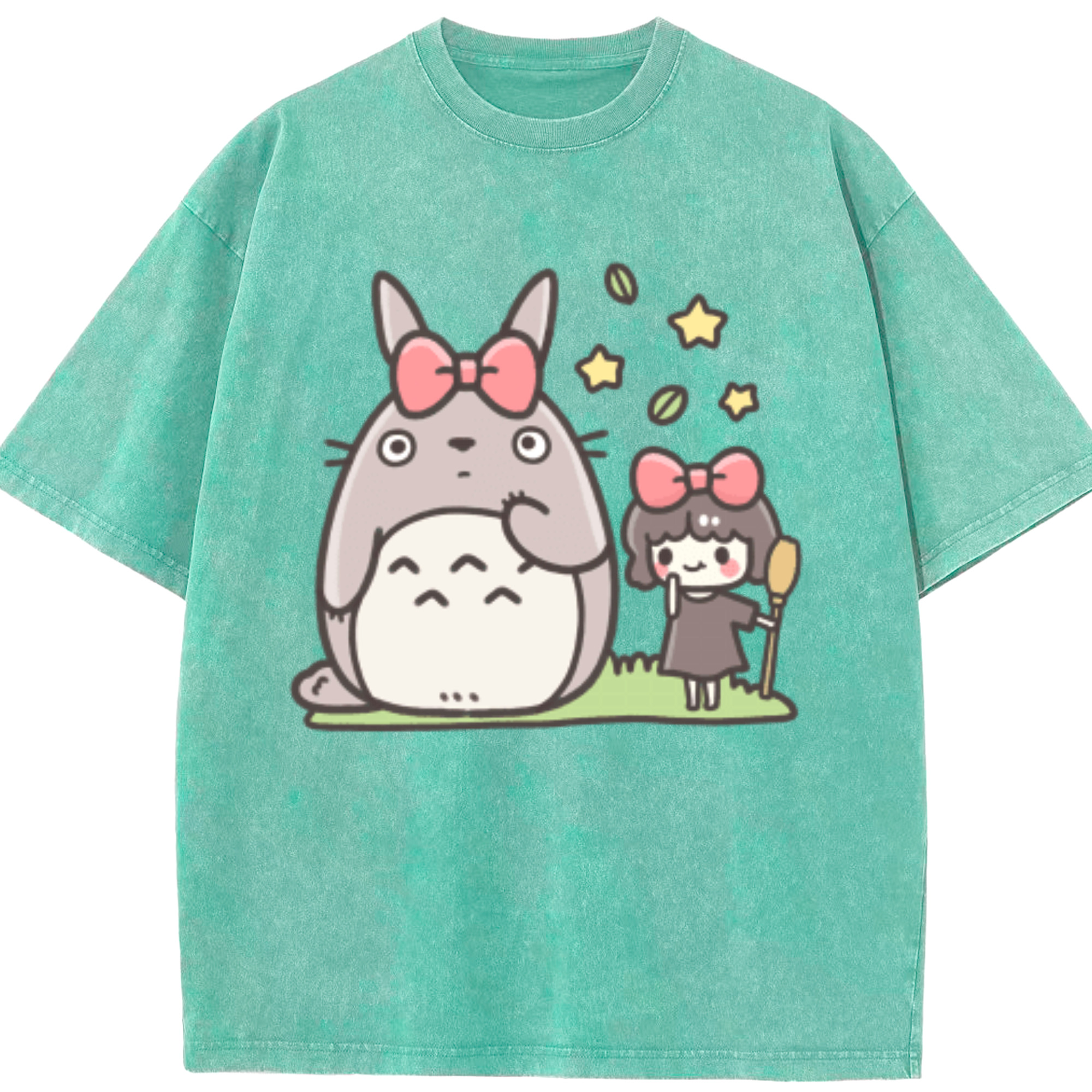 （画像用） となりのトトロ 草壁メイ 草壁サツキ My Neighbor Totoro Satsuki Kusakabe Mei Kusakabe 綿100% ヴィンテージ風 半袖Tシャツ（フロントプリント）